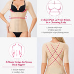 Gotoly Women Waist Trainer Corset Tummy Control Shapewear Upper Arm Shaper Post Surgical Slimmer Compression Tops(Beige Short Sleeve,Small)