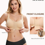 BRABIC Front Closure Post Surgery Compression Bras for Women Mastectomy Bra with Adjustable Straps Wirefree Beige
