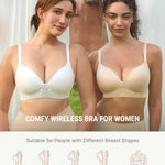 FeelinGirl Wireless Bras for Women No Underwire Push Up Full Coverage Supportive Bralettes Everyday Bra Skin 38C