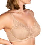 HSIA Minimizer Bras for Women Full Coverage Pearl Shimmer Plus Size Lace Unlined Bra with Underwire, Light Beige 34C