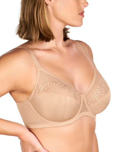 HSIA Minimizer Bras for Women Full Coverage Pearl Shimmer Plus Size Lace Unlined Bra with Underwire, Light Beige 34C