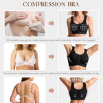 BRABIC Zip Front Closure Everyday Bra for Women Post Surgery Compression Support with Adjustable Straps Wirefree (Medium, Black)