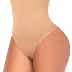 Werena Tummy Control Thong Shapewear for Women High Waist Shaping Underwear Seamless Shaper Panties(C# Beige (High Waisted), Small)