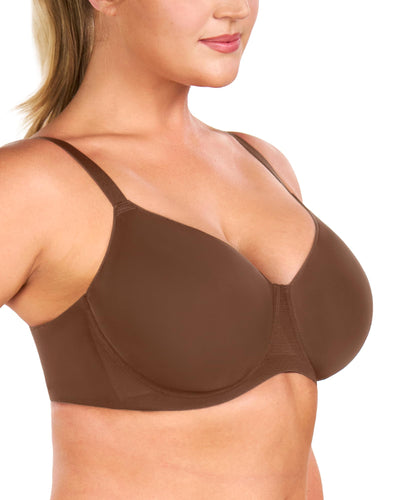 HSIA Minimizer Bra for Women - Air Mesh T-Shirt Full Coverage Seamless Bra Plus Size Underwire Padded Bra for Large Bust Coffee Brown