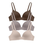 Eleplus 3 Pieces Lightly Lined Wireless Bras for Women Comfy Plunge T Shirt Bra Pack (Mixcolor1,32B)