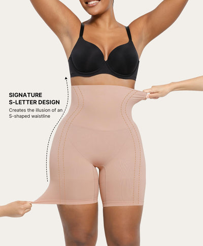 SHAPELLX Shapewear Tummy Control Short for Women Seamless High Waisted Body Shaper (Sand, L)