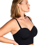 HSIA Longline Strapless Bra for Women, Anti-Slip Support Corset for Large Bust Convertible Bustier Bandeau for Big Breasts Midnight Black