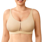 BRABIC Wireless Bras for Women Full Coverage Seamless T Shirt Bra Comfortable and Breathable Bralette, Large, Beige