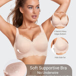 Gailife Scalloped Jelly Bras for Women No Underwire Wireless Seamless Push Up Bralettes Soft Comfort Everyday Tshirt Bra -PK,L Pink