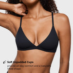 INLYRIC Women's Inbarely Triangle Bralette Plunge Unlined Seamless Bra No Underwire Sexy Comfortable Everyday Black Small