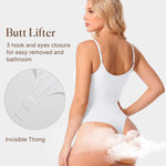 BRABIC Womens' Seamless Sleeveless V-Neck Thong Bodysuit Shapewear Tummy Control Tops V-Neck Camisole (White Thong, Medium/Large)