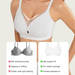 Popilush Wireless Bras for Women Seamless Full Coverage Push Up Everyday Bra No Underwire T-Shirt Bralette White