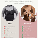 FeelinGirl Shapewear for Women Tummy Control Seamless Zip Front Bodysuits Thong V Neck Body Suit Body Shaper