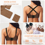 Seamless Jelly Padded Bras for Women No Underwire Full Coverage Supportive Push Up Gel Bra Wireless Low Cut Soft Bralettes(A1#Leopard Coffee(v Neck),X-Large