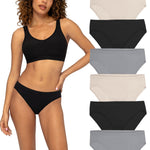 Fruit of the Loom Women's No Show Seamless Underwear, Amazing Stretch & No Panty Lines, Smooth Under Clothes - Bikini - 6 Pack - Assorted Color Neutrals, 7