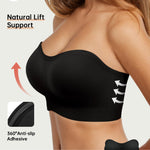 OEAK Supportive Strapless Bras for Women Push Up Wireless Bandeau Bra Non Slip Seamless Bras Comfortable Padded Bralette Black XS