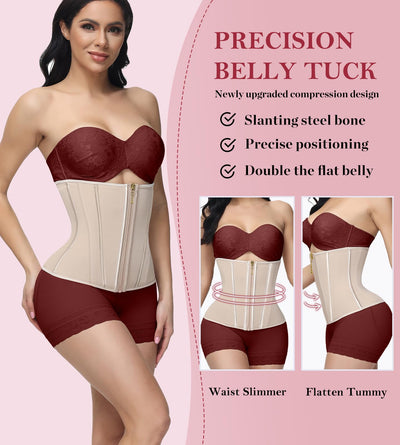 SHAPSHE Waist Trainer for Women Workout Corset Cincher Shapewear Zipper Underbust Faja Body Shaper Tan 3XL