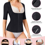 Gotoly Women Waist Trainer Corset Tummy Control Shapewear Upper Arm Shaper Post Surgical Slimmer Compression Tops(Black Short Sleeve,Small)