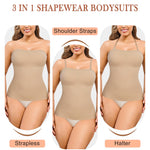 ciksob Strapless Shapewear Tank Top for Women Tummy Control Shapewear Long Tube Top Cami Compression Camisole Strapless Body Shaper Beige 2XL