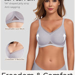 Gailife Womens Wireless V Mesh Comfortable Bra Seamless Bralette Push Up Brassiere No Underwire Supportive Tshirt Everyday Bra, Grey, L