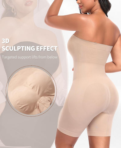 Werena Strapless Shapewear Bodysuit for Women Tummy Control Shapewear Full Body Shaper with Removable Straps