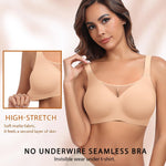 Werena Womens Jelly Wireless Bras V Mesh Push Up Comfortable Bra Full Coverage Supportive No Underwire Seamless Tshirt Bralette (Nude,L)