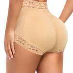 DERCA Padded Underwear for Women Butt Lifting Panties Buttocks Pads Booty Enhancer Lace Shapewear Briefs (Beige,X-Large)