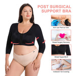 Plus Size Women's Arm Shaper Tops Arm Lift Slimmer Compression Sleeves Support Garment Post Surgical Corrector Tank Top 3/4 Sleeve (XXL, Black+Beige)