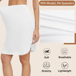 Wikoan 2 Pcs Women Half Slip for Under Dresses Lace Trim Short Under Slips Dress with Side Slit for Underskirt,White & Black,L