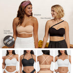 SHAPELLX Strapless Bras for Women Large Bust Supportive Bandeau Tops Seamless No Underwire Bralette Padded Tube Bra Beige