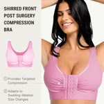 FeelinGirl Front Closure Post Surgical Compression Everyday Bra for Women Front Closure After Surgery Bra Plus Size Pink 3XL