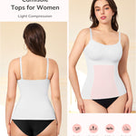 LODAY Compression Tank Tops Women Shapewear Tummy Control Body Shaper Scoop Neck Camisole Tops(White,Medium)