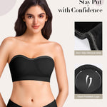 Finduself Strapless Bras for Women Non-Slip Wireless Bandeau Bra Seamless Padded Tube Top Bra Including Fabric & Clear Straps