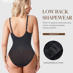 BRABIC Shapewear Bodysuits for Women Tummy Control Shapewear Seamless Backless V-Neck Tops with Built-in Bra (Black, Large)