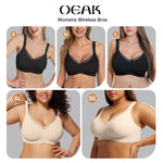 OEAK Womens Wireless Jelly Bras V Mesh Comfortable Bralette Supportive Tshirt Bra No Underwire Seamless Push Up Everyday Bras Nude L