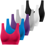 SIMIYA Womens Sports Bras, Yoga Comfort Seamless Stretchy Sports Bra for Women 6 Pack