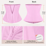 SHAPERX Waist Trainer for Women Underbust Corset Shapewear Tummy Control Workout Waist Cincher Body Shaper Zipper and Hooks, SZ7310-Pink-S