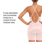 SPANX SPANXshape Suit Your Fancy Plunge Low-Back Mid-Thigh Bodysuit - Comfortable One Piece - Medium Compression - Seamless - Champagne Beige - Medium