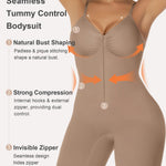 SHAPERX Women's Shapewear Bodysuit Tummy Control Seamless Zip-Up Body Shaper Waist Defining Silhouette,SZ5862-Sienna-2XL