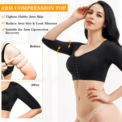 CYDREAM Women Arm Shaper Tops Slimmer Compression Sleeves Post Surgery Posture Corrector Tank Top (M, Black)