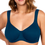 HSIA Bras for Women Minimizer Full Coverage, Plus Size T Shirt Unlined Underwire Smooth Bra, Seamless Cups Joan Ultimate Soft Ocean Blue