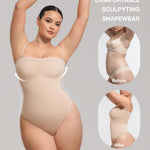 Lover-Beauty Strapless Shapewear Bodysuit Tummy Control Seamless Thong Tube Top, Nude, XL/XXL