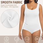 ONEW Shapewear Bodysuits Tummy Control Body Shaper Seamless Waist Trainer for Women Scoop Neck Going out Tops,White,Large