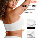 Vertvie Strapless Bra Wireless Non-Slip Push Up Bandeau Bras for Women Full Support Tube Tops Padded Bralette S-Large Breasts(White,Large)