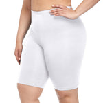 VOGUEMAX Women's Plus Size Short Leggings Stretchy Slip Shorts Mid Thigh Lightweight Pants White