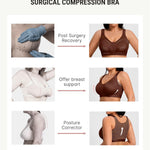 FeelinGirl Breast Augmentation Post Op Bra After Breast Surgery Support Compression Bras Brown Large
