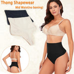 Werena Tummy Control Thong Shapewear for Women Seamless Shaping Novelty Thong Panties Body Shaper Underwear(02# Black-no boning,Large)