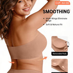 Vertvie Strapless Bra Wireless Non-Slip Push Up Bandeau Bras for Women Full Support Tube Tops Padded Bralette S-Large Breasts(Gravel Beige,Large)