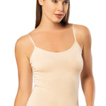 VAVONNE Spaghetti Strap Camisole Tank Tops for Women, Basic Slim-Fit Cotton Cami Undershirts (Nude, Large)