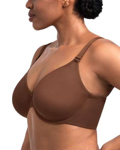 HSIA Minimizer Bras for Women Seraphina Full Coverage Underwire Unlined Mesh Plus Size Convertible Bra for Big Busted Coffee Brown 36DD